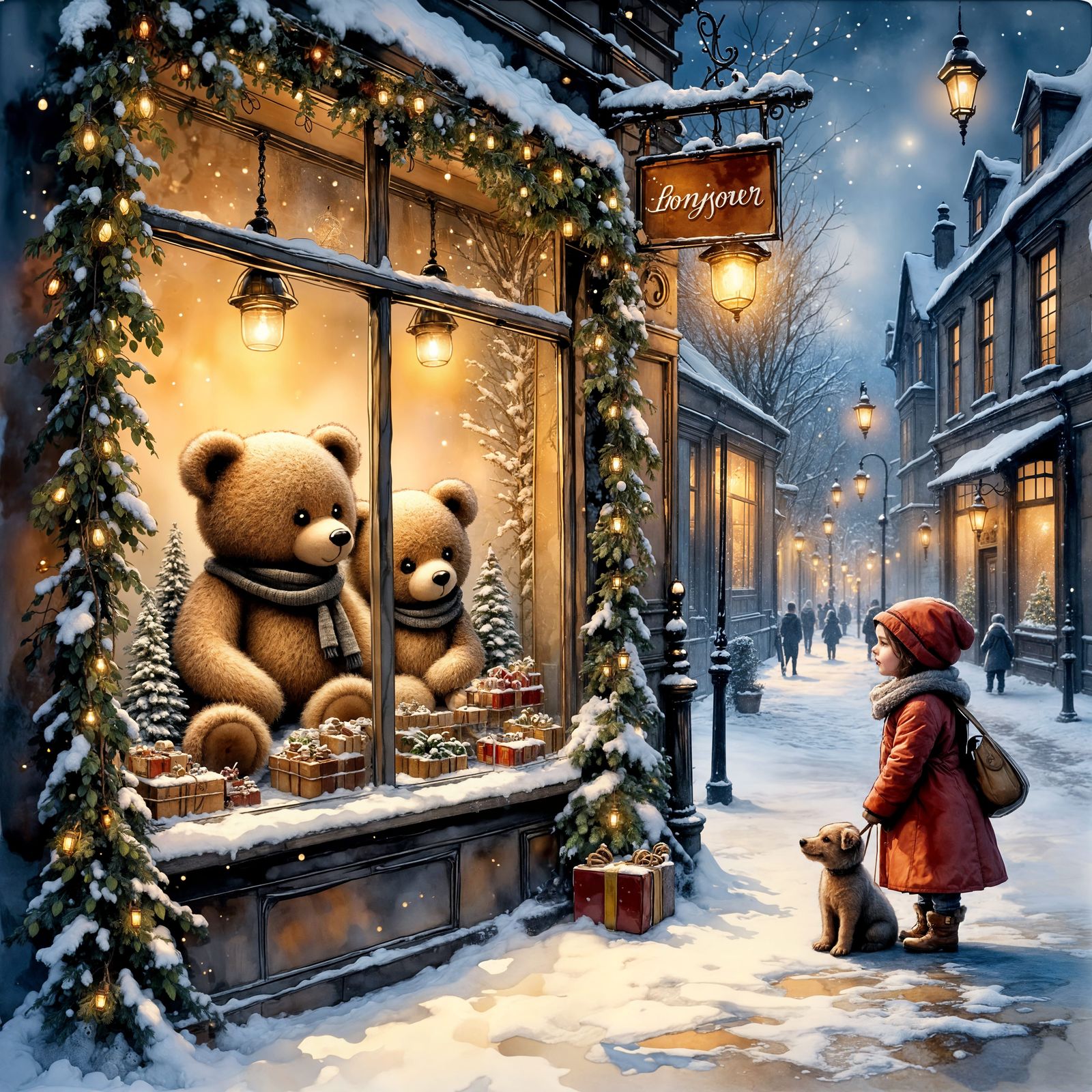 Magical Toy Store Window in Whimsical Storybook Style