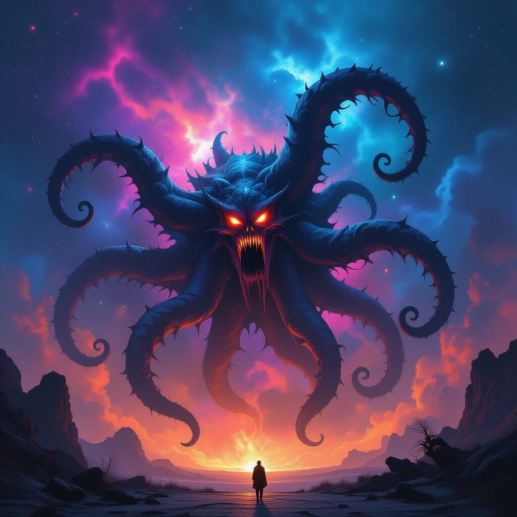 Gigantic Star Monster in Gothic Sci-Fi Style