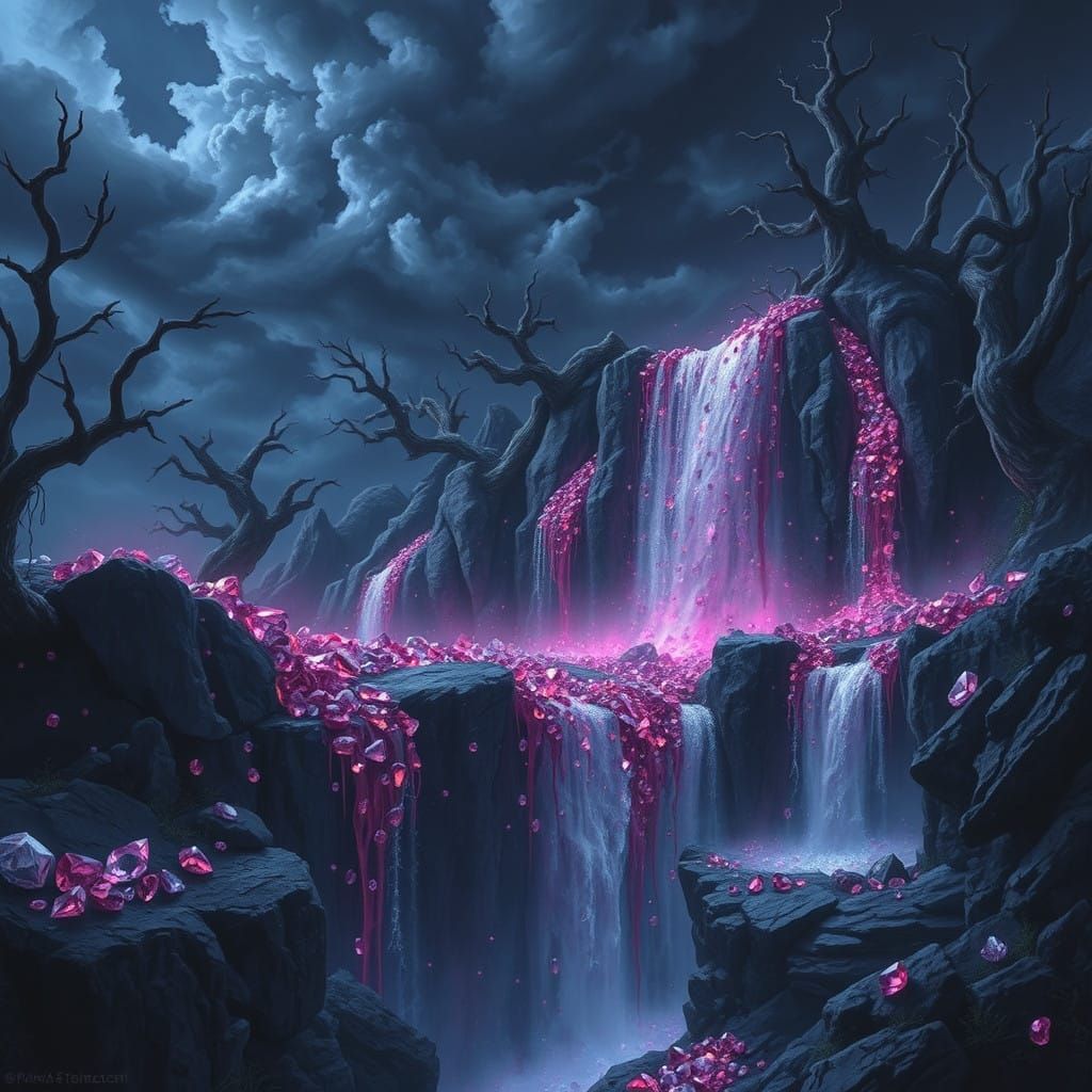 Dark Fantasy Waterfalls of Jeweled Descent