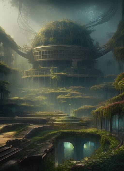 Overgrown Amphitheater in Dieselpunk Style