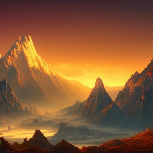 Mount Olympus at Dawn: Detailed Matte Painting