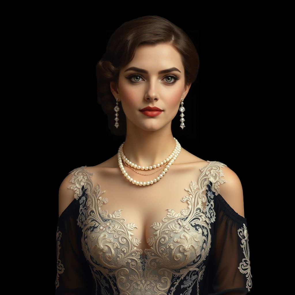 Elegant Woman in Luxurious Evening Gown