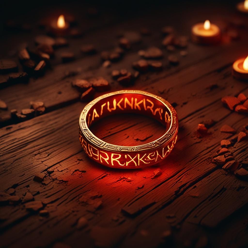 Glowing Runes on Golden Ring: Fantasy Concept Art