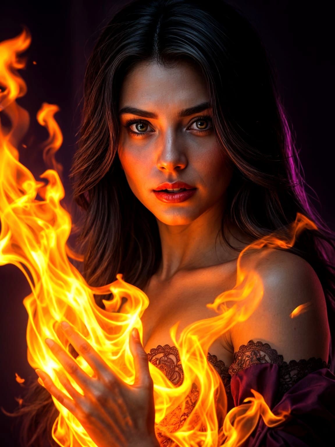 Ravishing Portuguese Woman Consumed by Flames