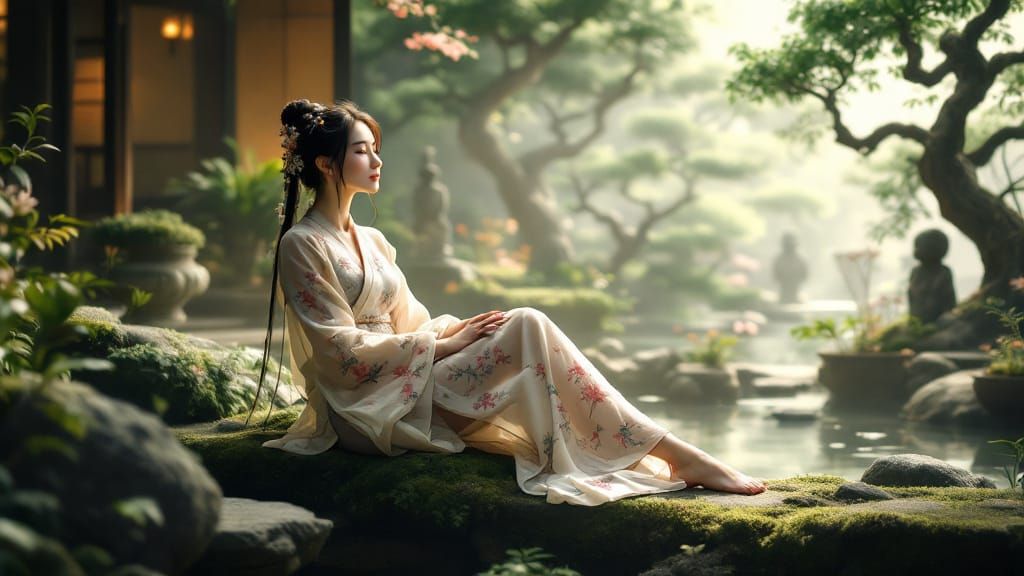 Zen Garden Hanfu: A Serene Impression