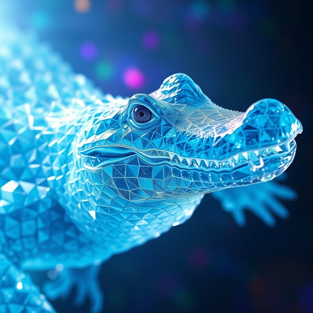 Ethereal Ice Crocodile Radiates Psychic Energy