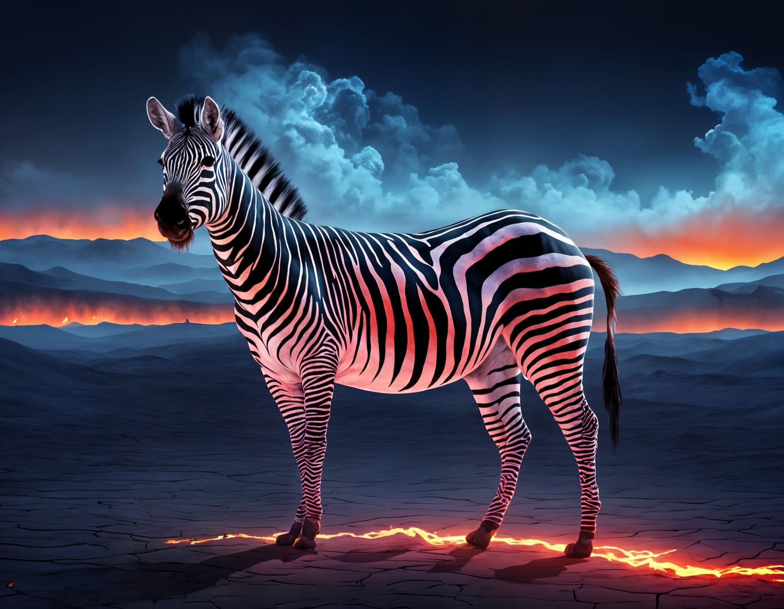 Supernatural Zebra Radiates Energy in a Surreal Desert Lands...