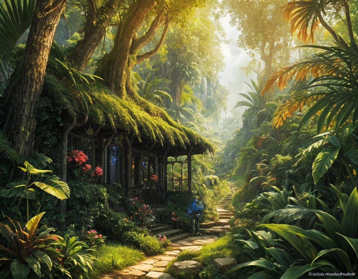 Mystical Island Oasis in Vibrant Colors