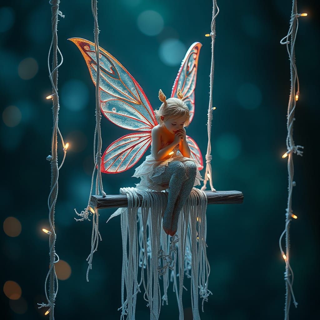 Fairy on String Swing: Detailed Matte Painting