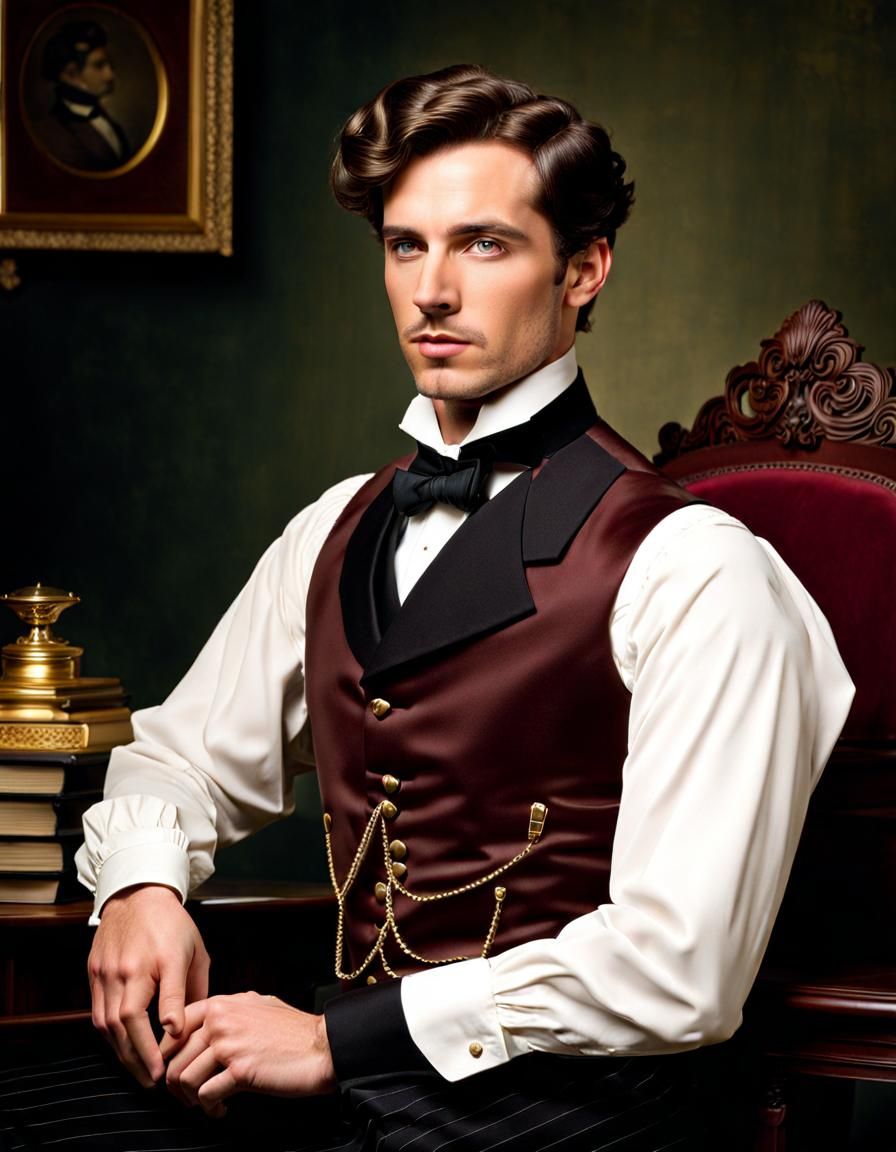 Victorian Gentleman Portrait in Period Office