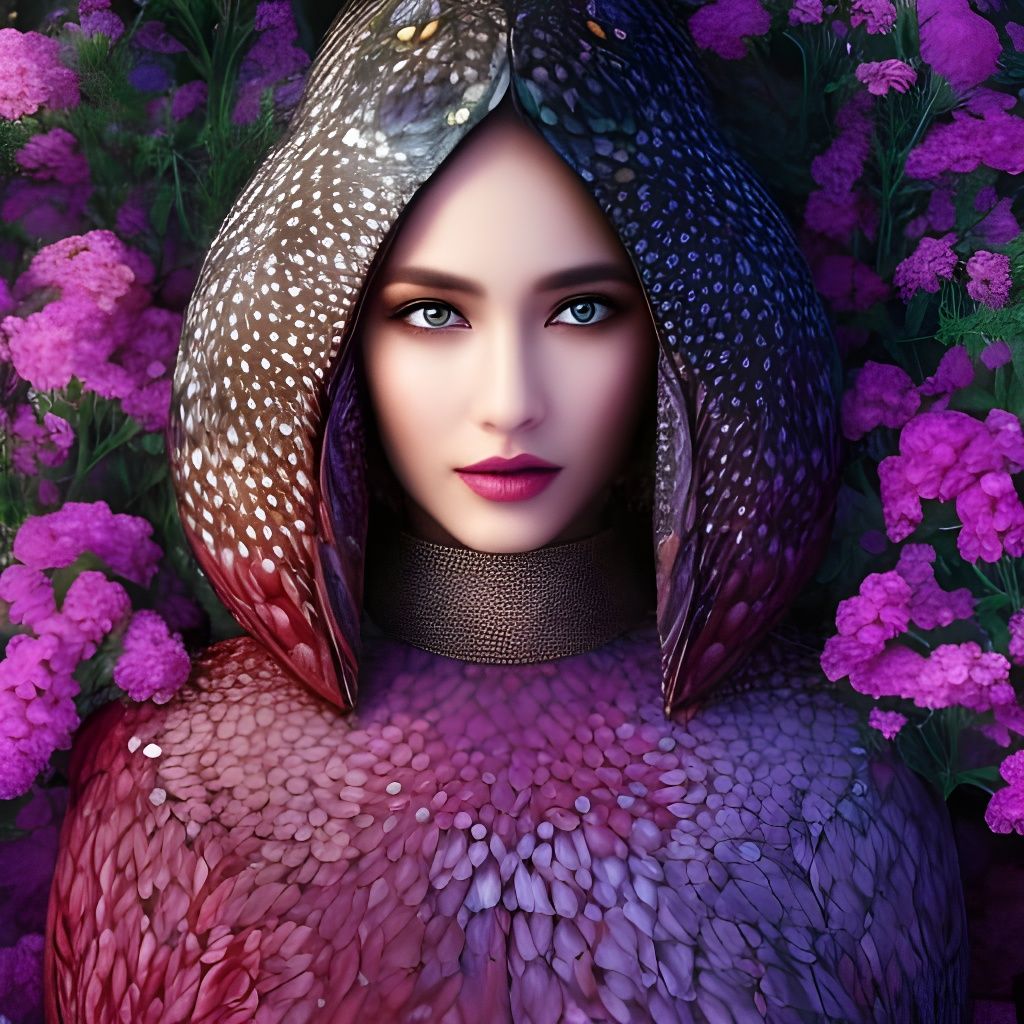 Speckled-Eider Duck Woman Portrait, Hyperdetailed Concept Ar...