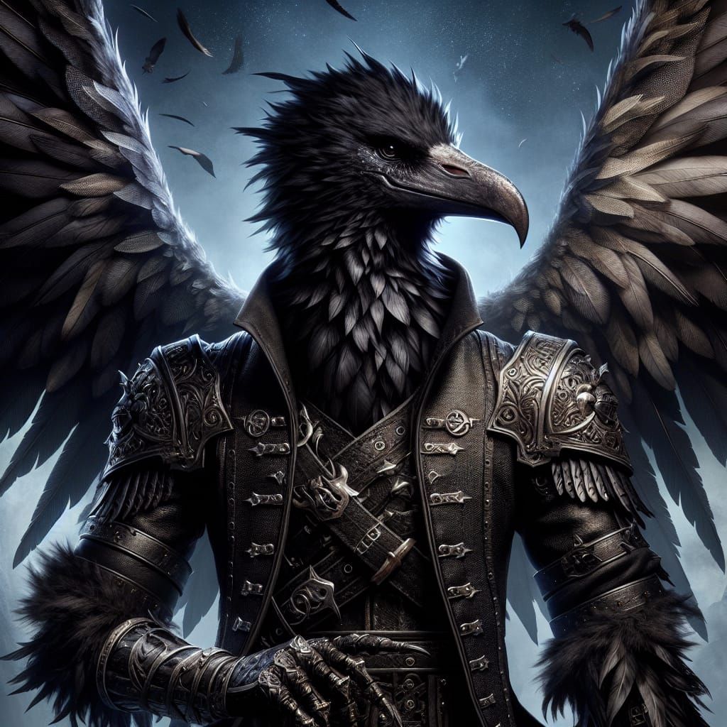 Aarakocra Rogue-Ranger in Studded Leather Armor