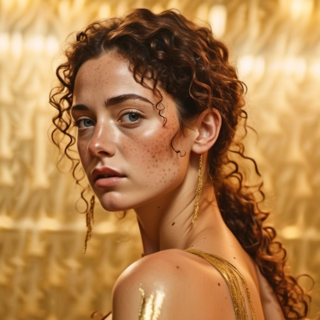Golden Goddess Ariadne in Hyperrealistic Portrait