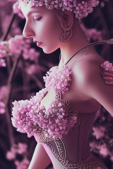 Stunning Blossom Woman in S-Pose, Sharp Detail