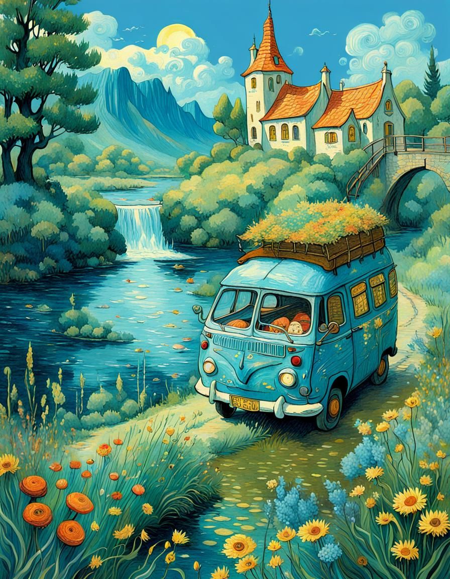 Whimsical Summer Fairytale in a Vibrant Studio Ghibli Style