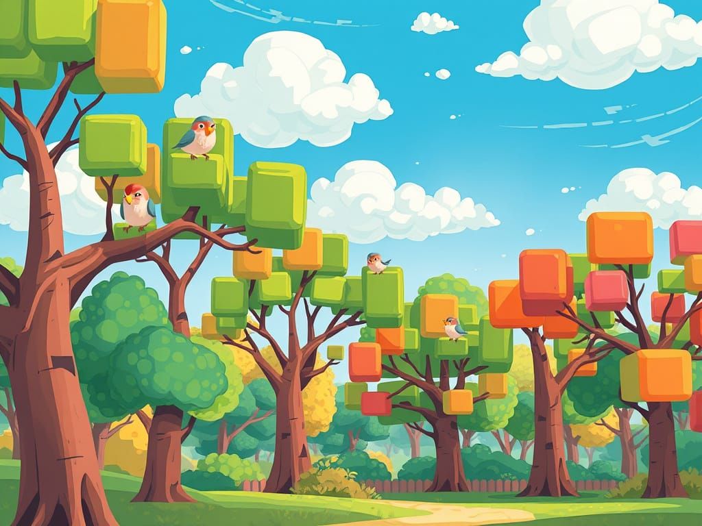 Square Trees and Birds in a Surreal Park