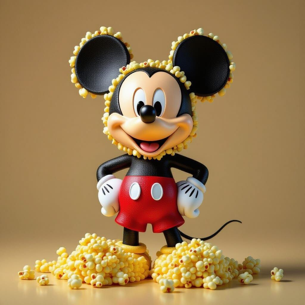 Mickey Mouse Sculpture Made of Popcorn