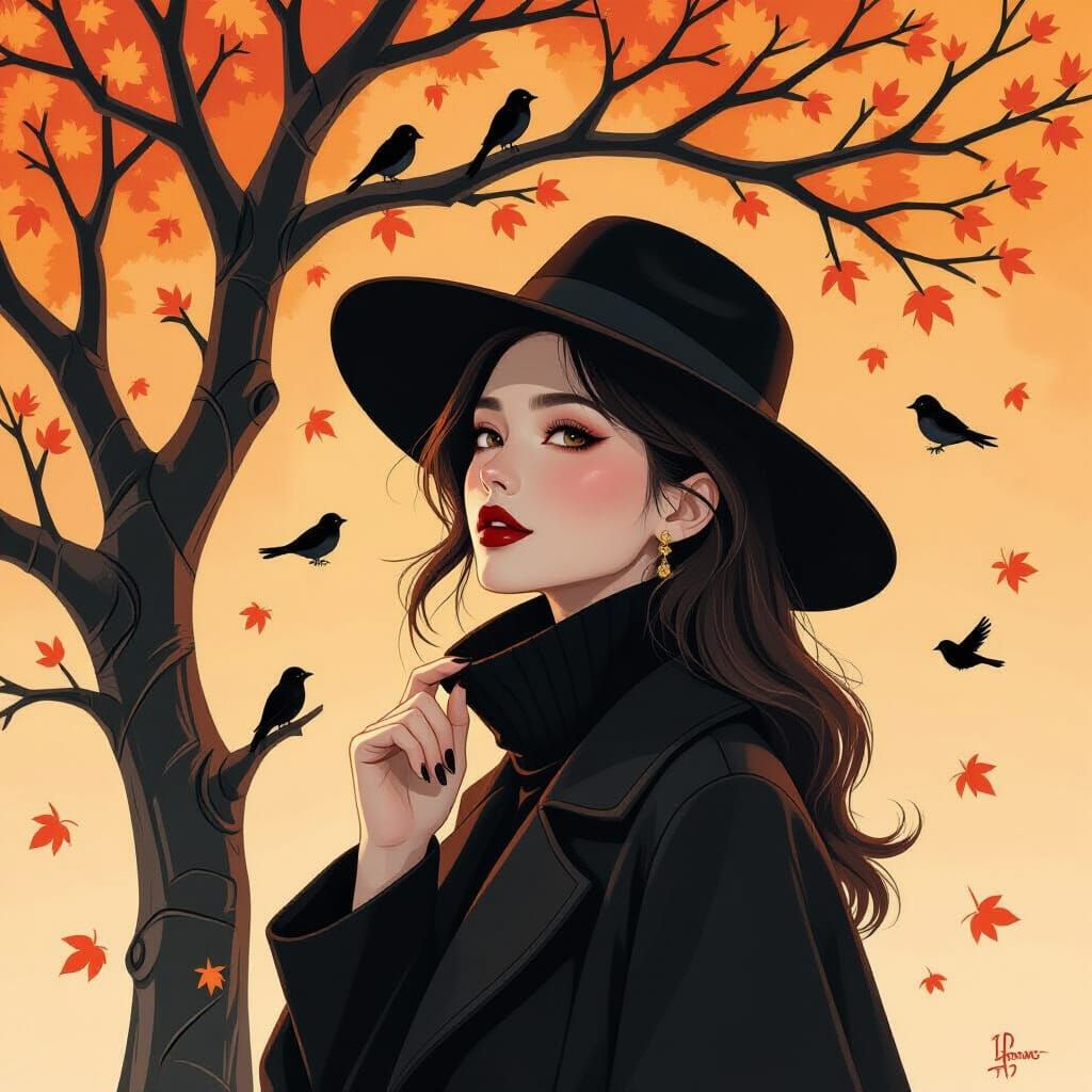 Woman in Black Hat: A Fantasy Realism Sketch