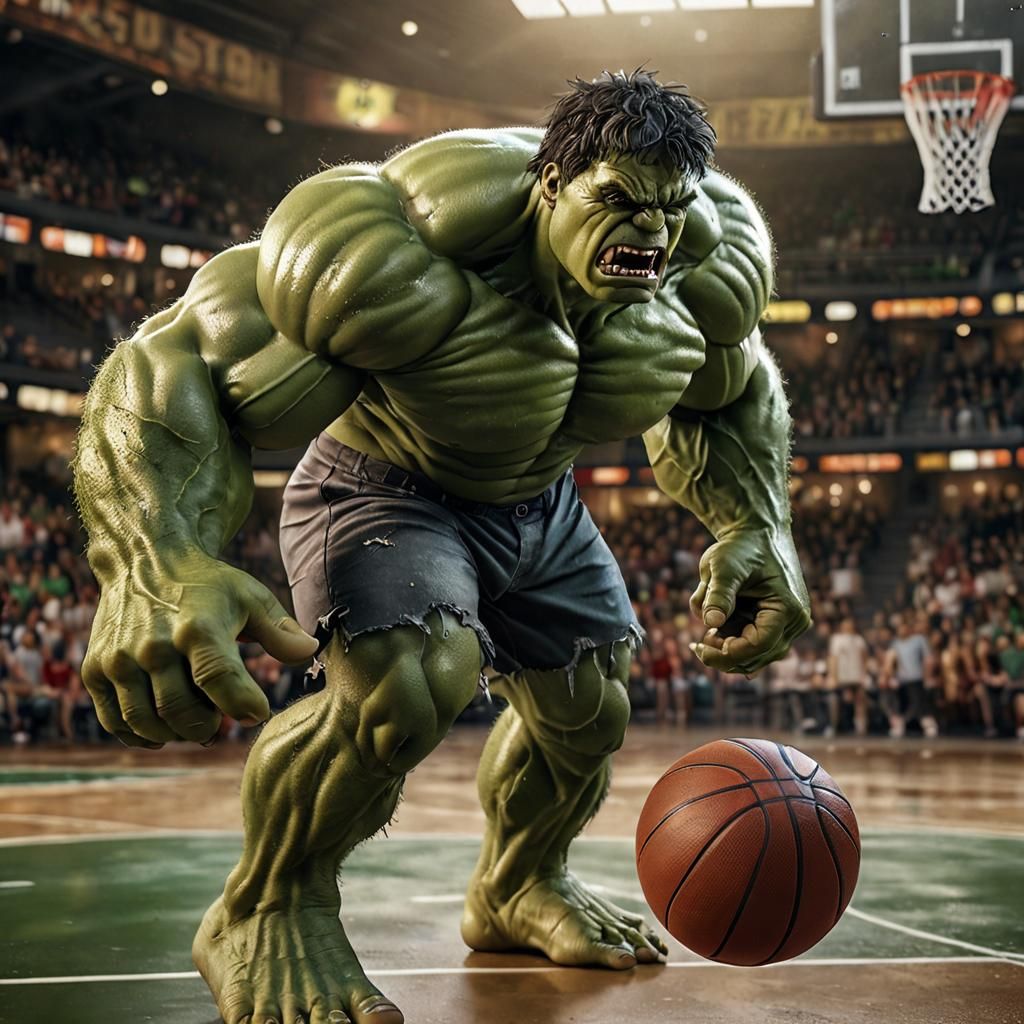 Hulk  playing basketball