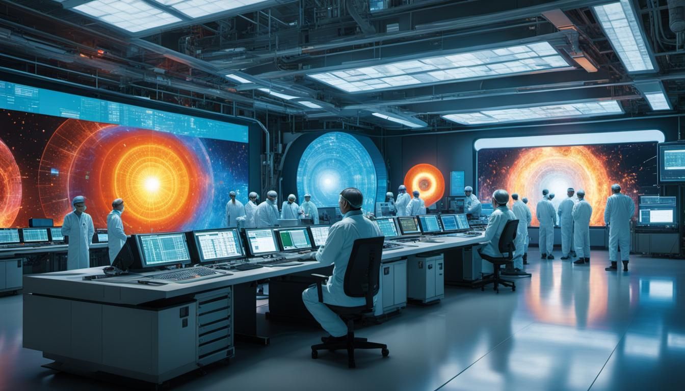 Particle Collision Aftermath at CERN in Hyperrealistic CGI