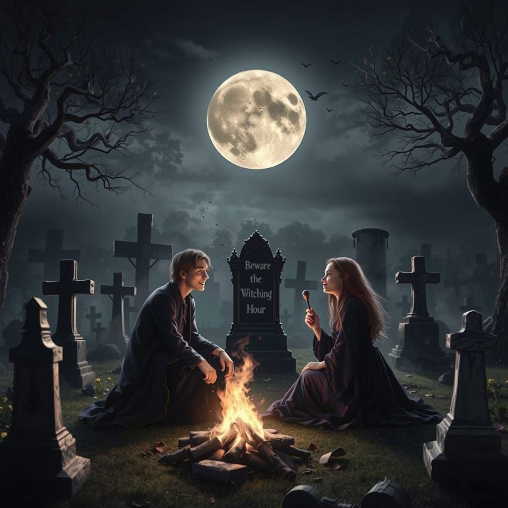 Whimsical Witch in a Summer Wonderland Scene