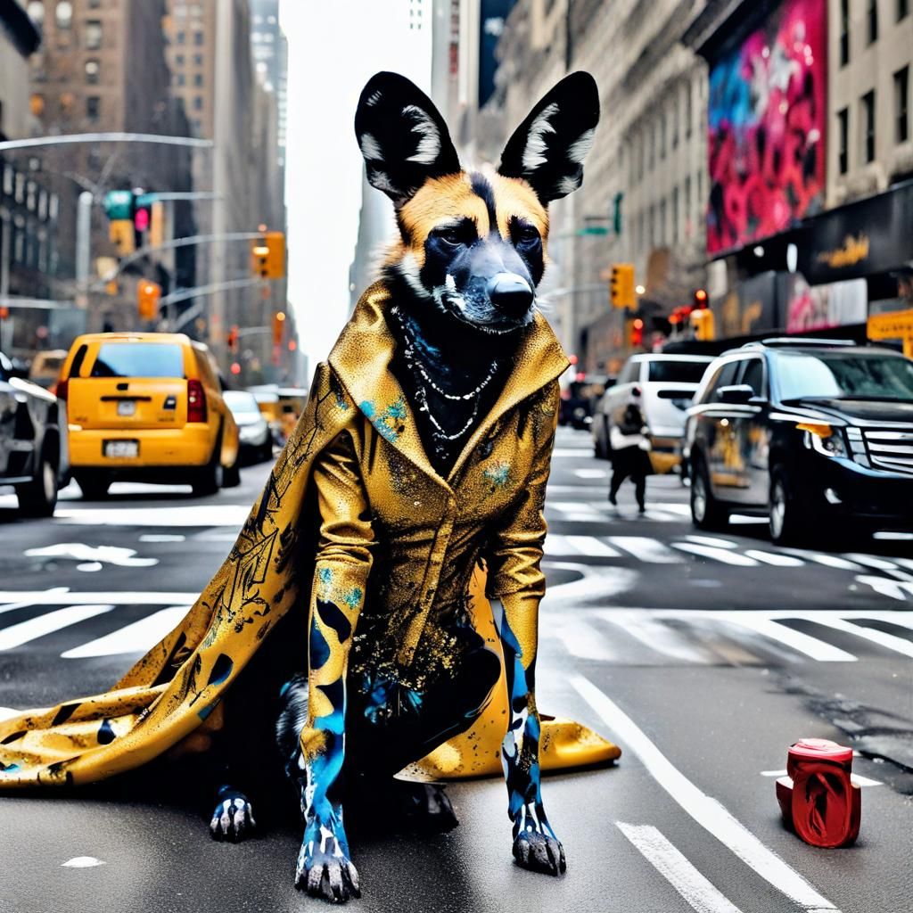 Wild Dog in Haute Couture on 5th Avenue: Graffiti Art