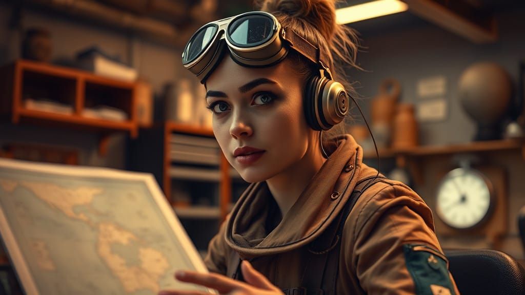 Ethereal Space Pioneer in Vintage Attire