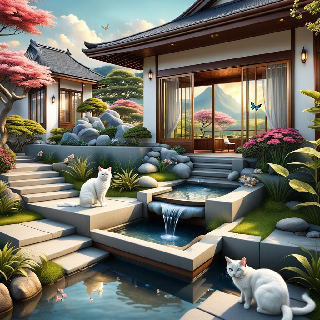 Bungalow House with Zen Garden and Wildlife