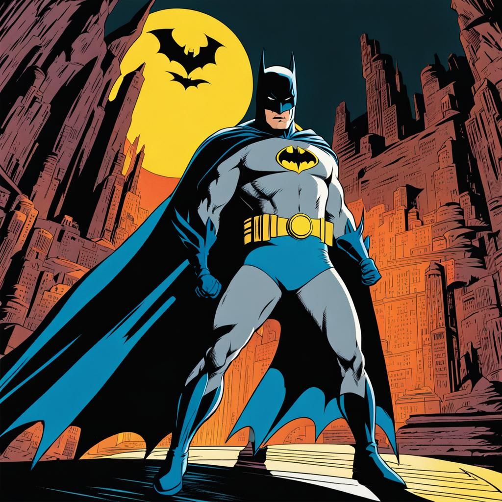 Batman and Robin in Bat-Cave, Comic Book Art