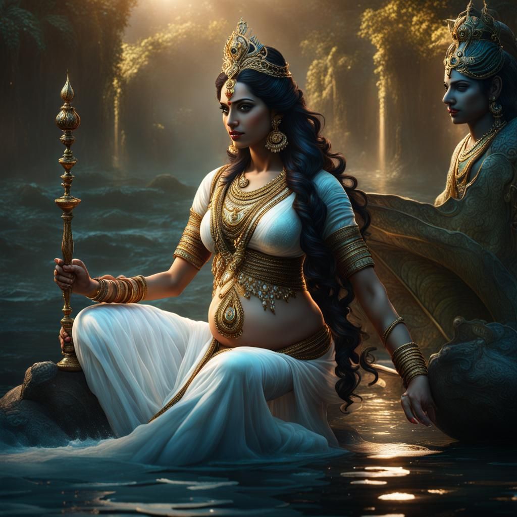 Queen Captured by Serpent King: Fantasy Art