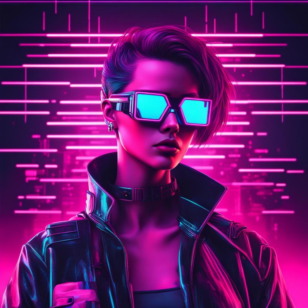 Cyberpunk Cityscape in Synthwave Neon