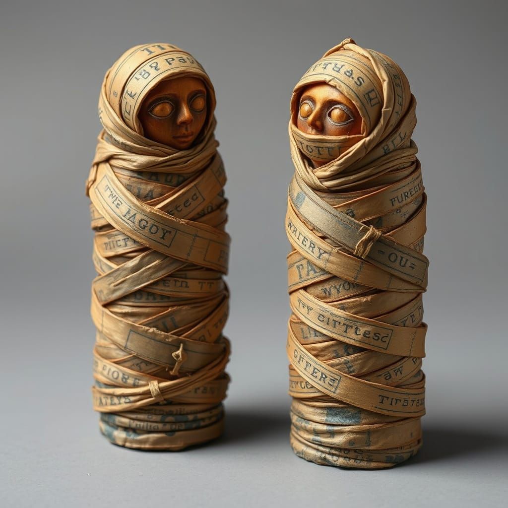 Ancient Mummy Wrappings with Tape Loop Art