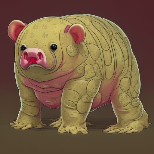 Blobfish Bear Hybrid in Contemporary Horror Art Style
