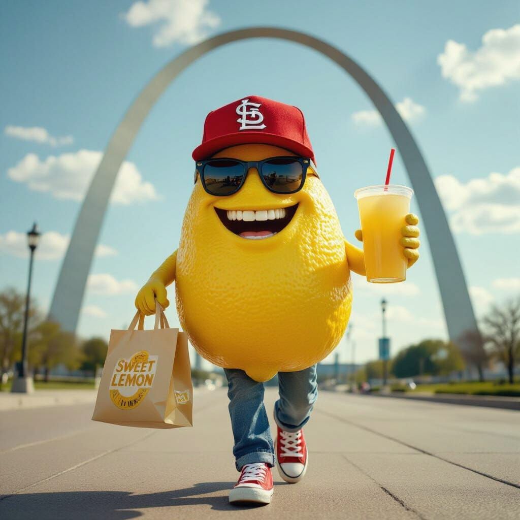 Walking Lemon with Sunglasses Under Arch