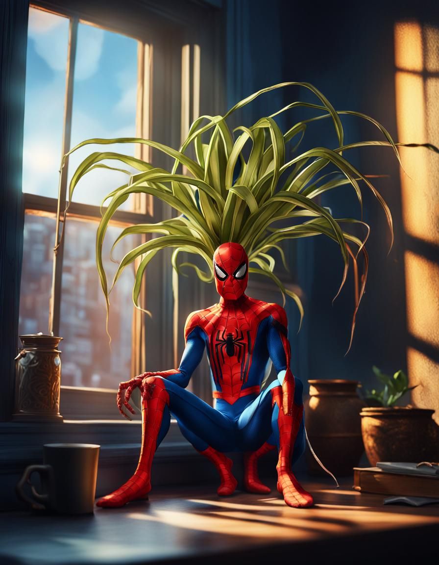 Spider-Plant as Spiderman: Fantasy Concept Art