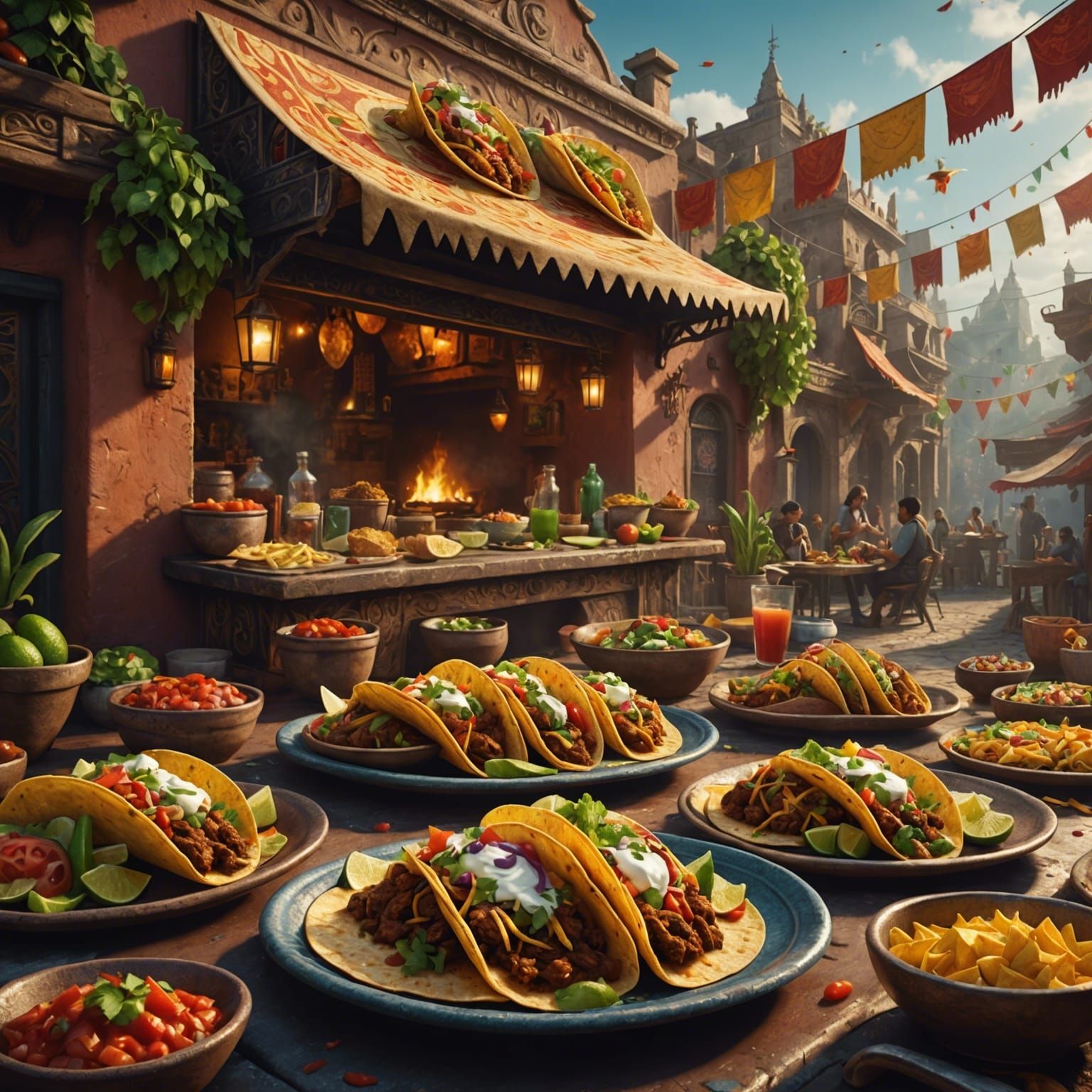 Taco Feast: Detailed Matte Painting in 8K