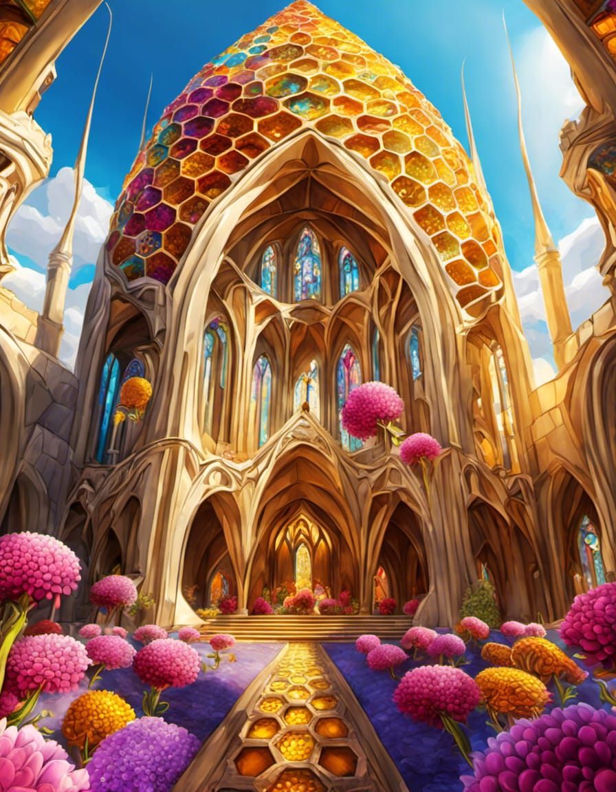 Honeybee Cathedral: Gothic Fractal Architecture