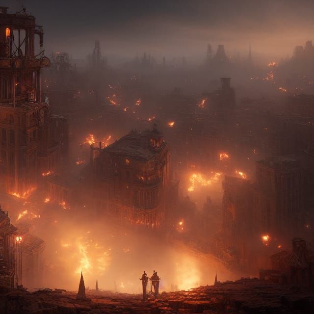 Steampunk Engine in the Wild West: Dark Fantasy Art