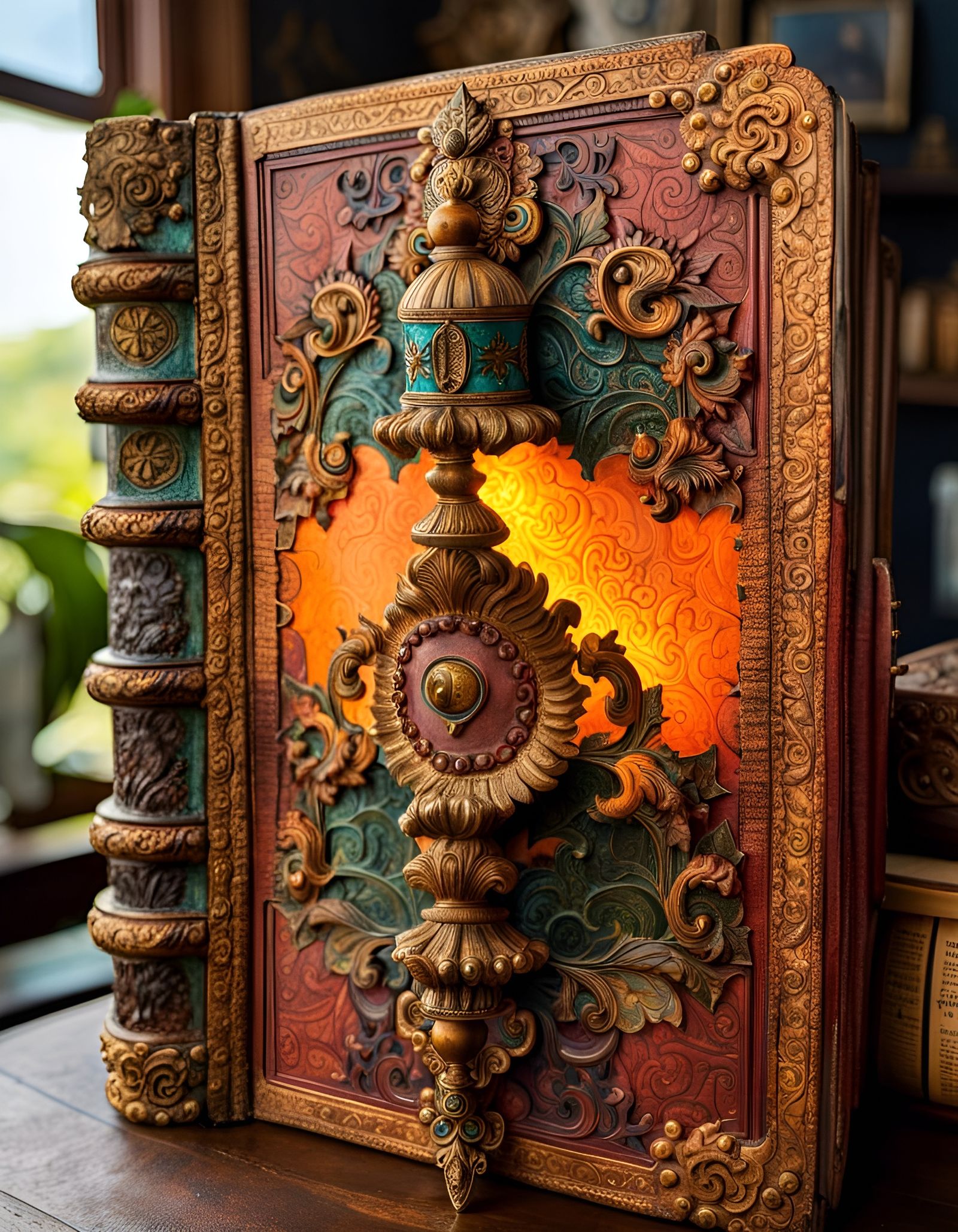 Ornate Ancient Book of Secrets in Expressionist Style