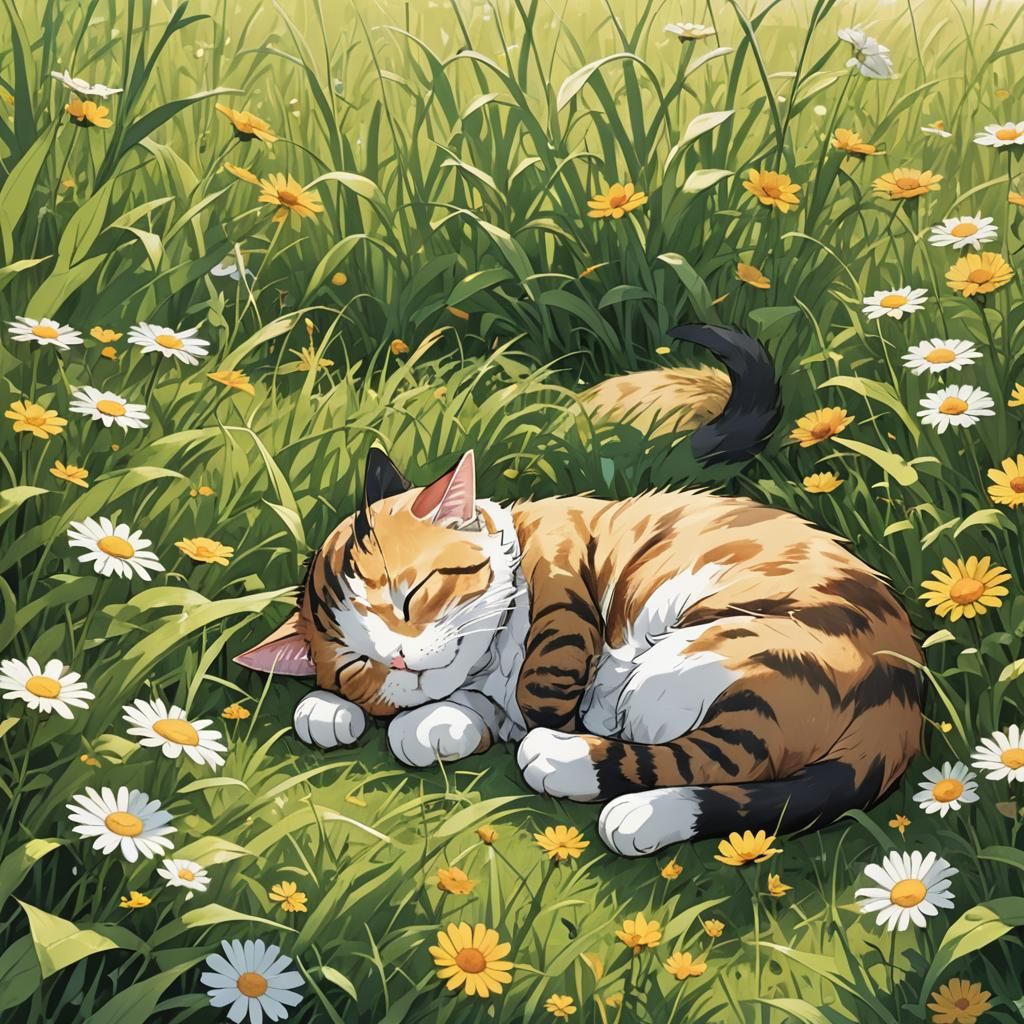Cat Nap in Anime Style Field
