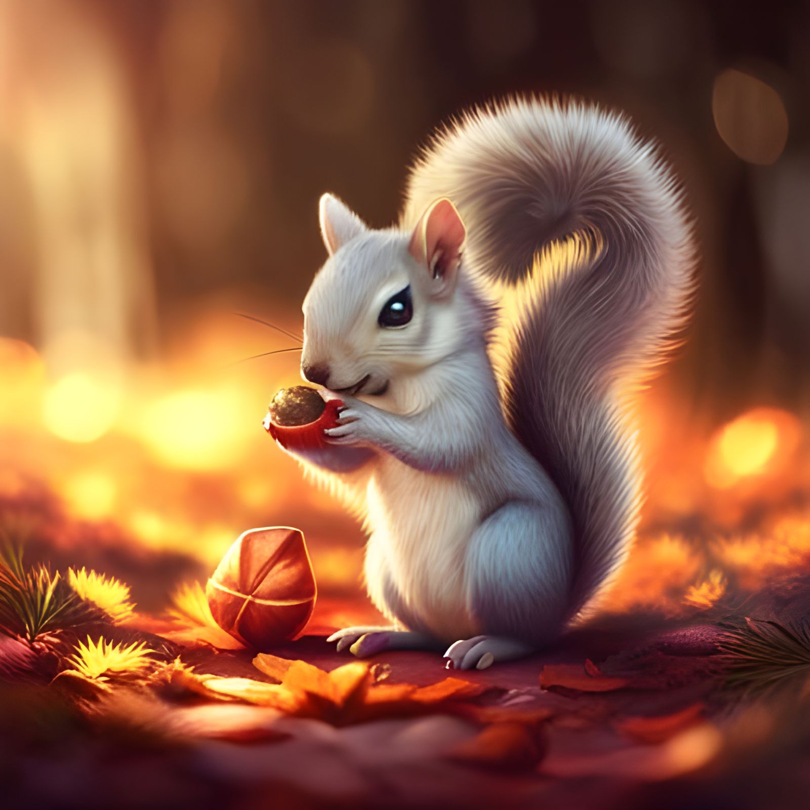 Squirrel and Nut: A Digital Art Illustration