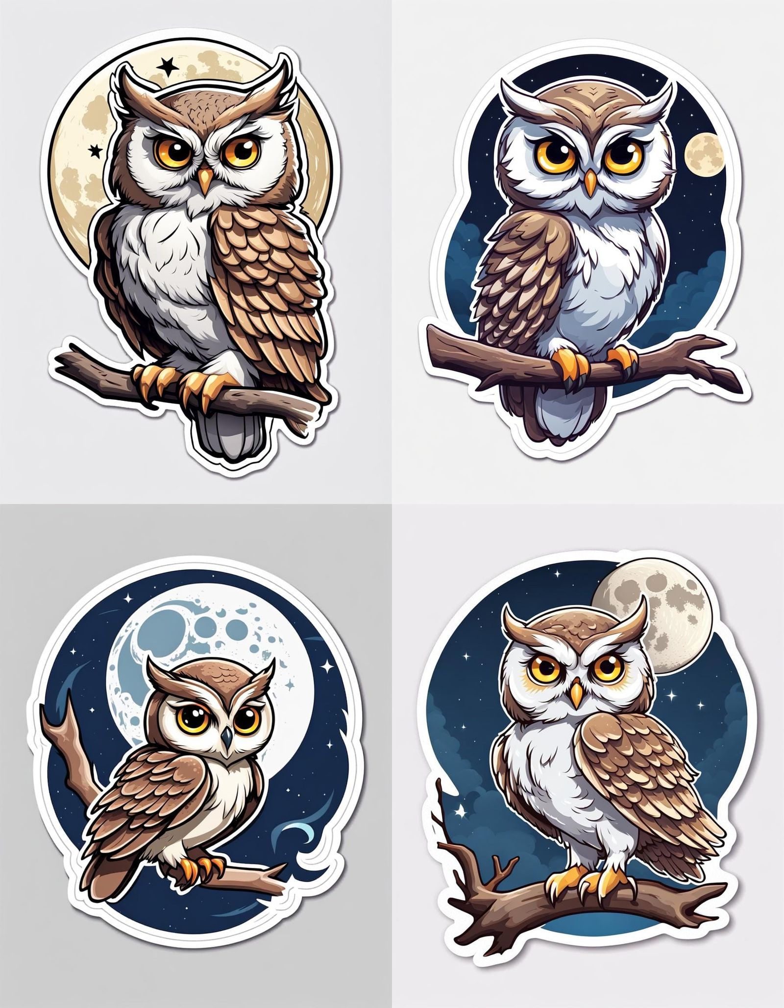 Cute Owl and Moon RPG Sticker Art