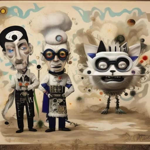 Abstract Cartoon World with Whimsical Characters