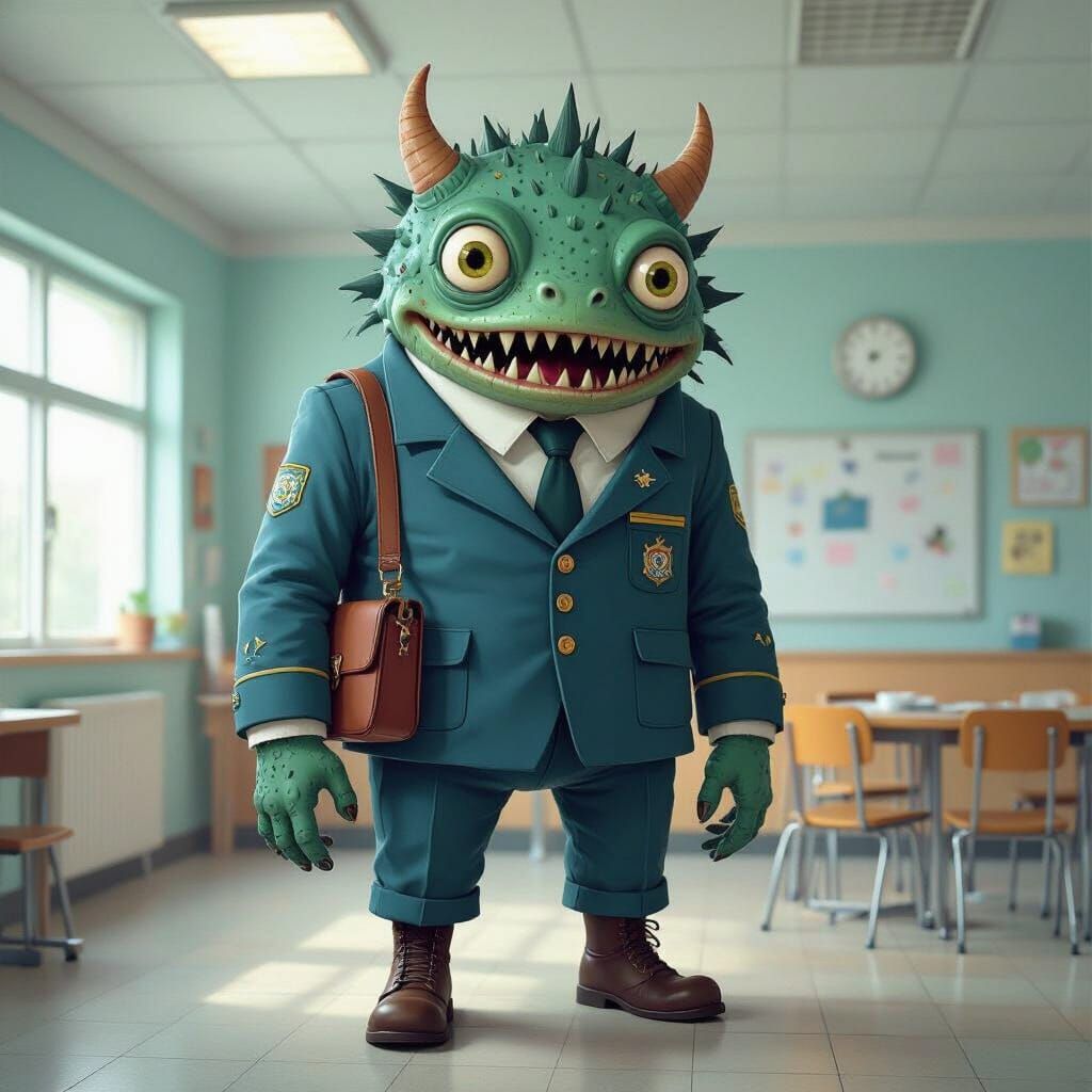 Hybrid Monster in School Uniform at College