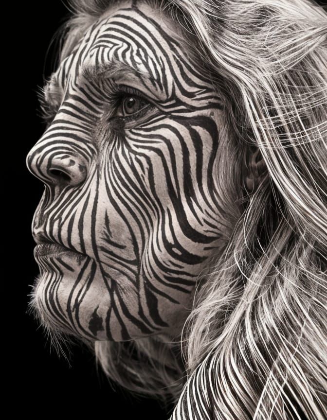 Epic Black and White Stripe Landscape in Hyperrealism Style