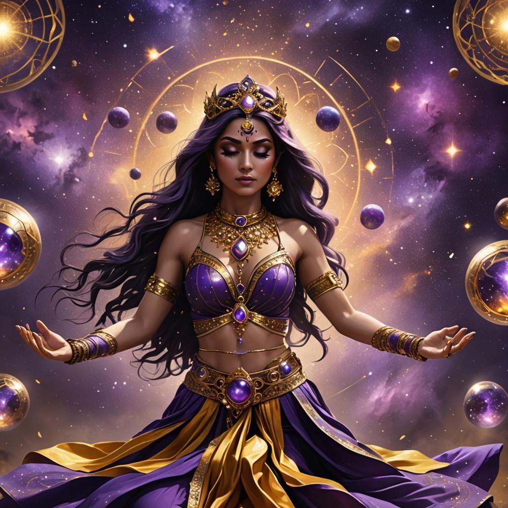 Fantasy Princess Meditating in Galactic Setting
