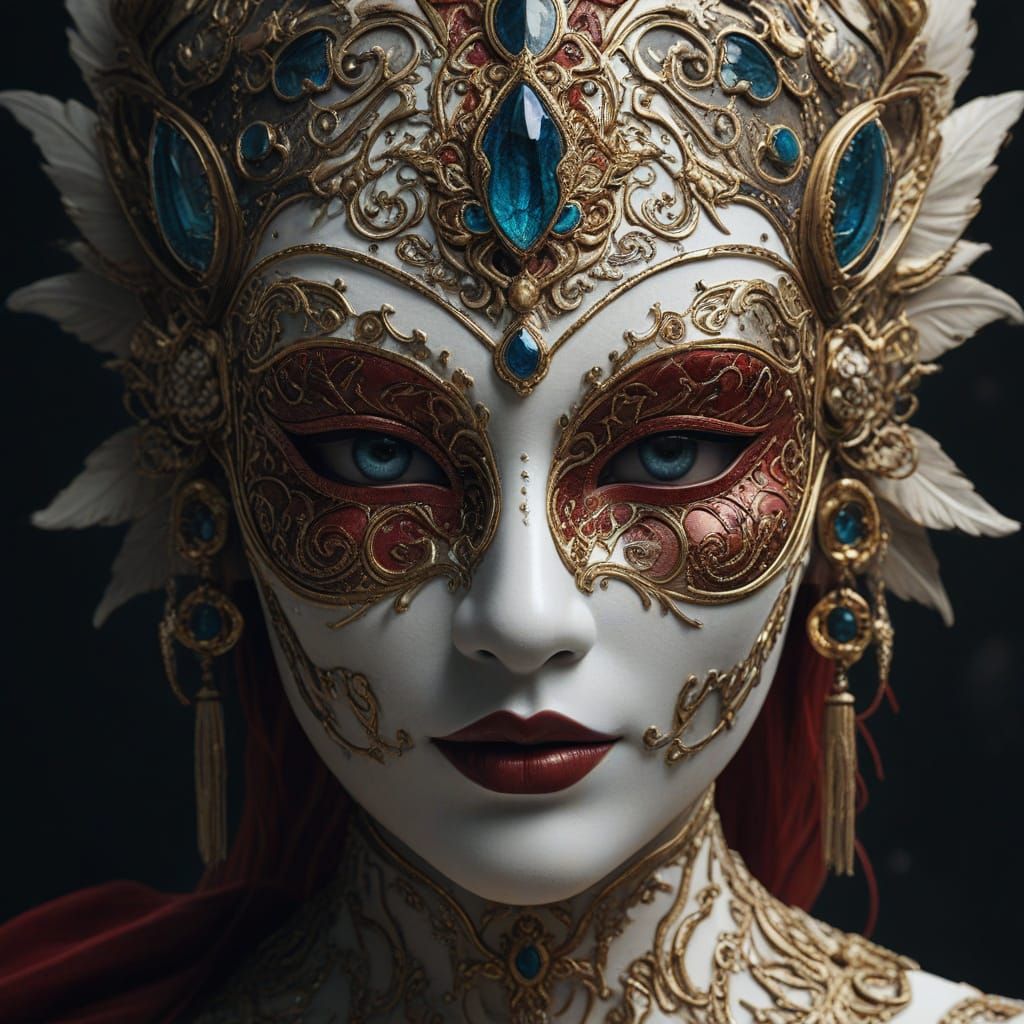 Exquisite Venetian Mask in Intricate Alabaster Detail