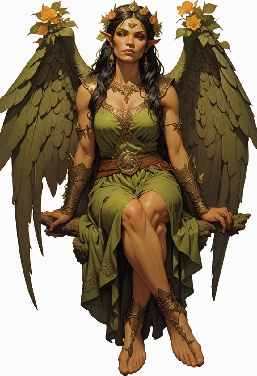 Enchanting Half-Orc Fey in Ancient Forest Glory