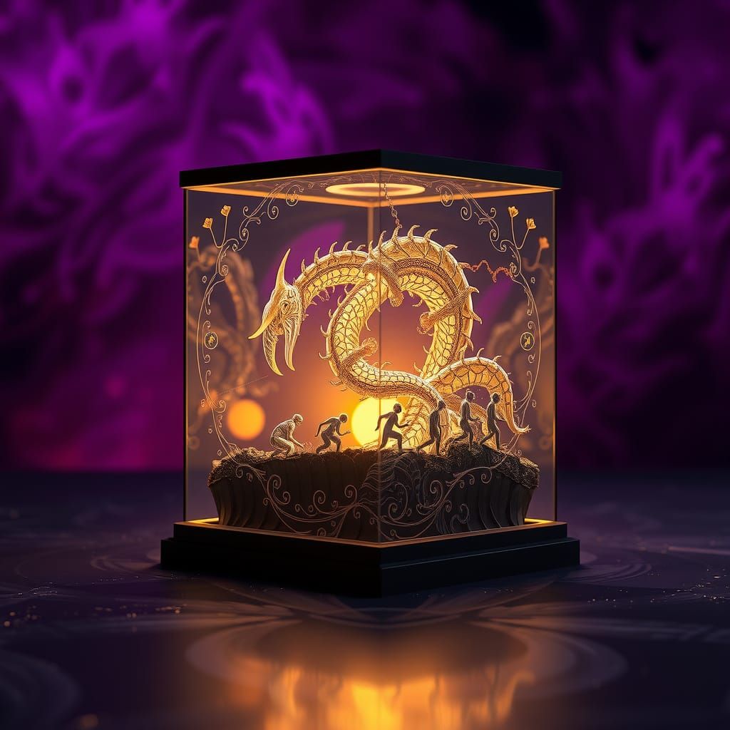 Glass Cube Containing Mesmerizing Evolutionary Art