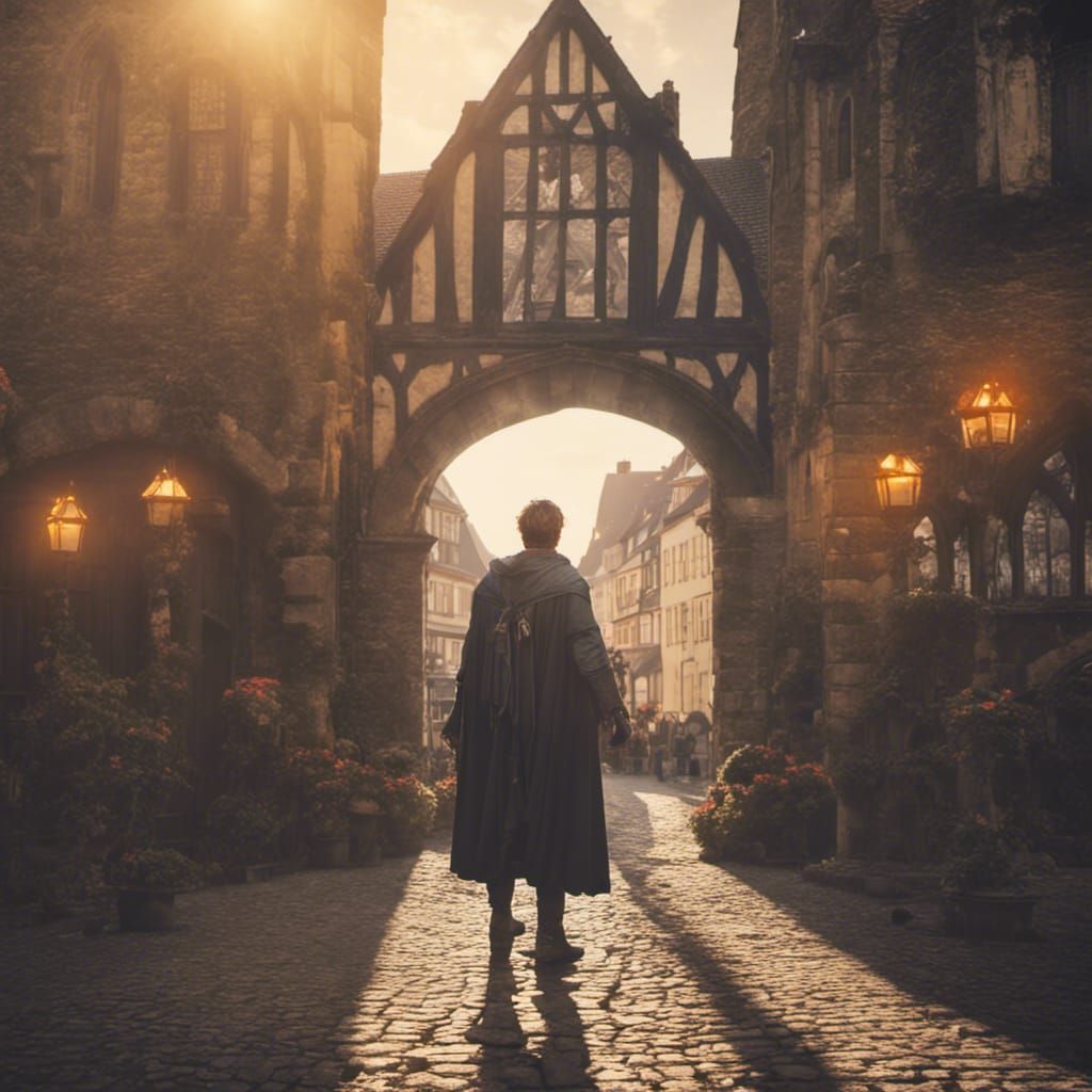 Utopian Medieval City Arrival: Fantasy Art